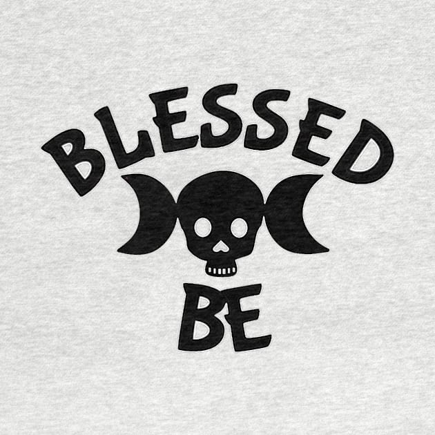 Triple Goddess Skull Blessed Be Black T-Shirt by Aleedra